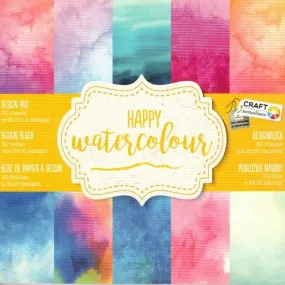 Bloc 30 feuilles papier 15x15 cm " happy watercolour " scrapbooking