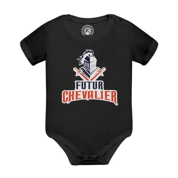 Body Bébé Manche Courte Noir Futur Chevalier Héros Moyen-Âge Combat