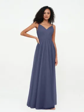 Bretelles Spaghetti Robes Maxi Plissé en Tulle Orageux Grande Taille