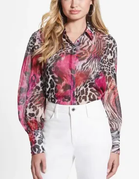 Camisa GUESS Animal Print Multicolor Mujer