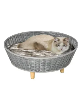 Canapé chien panier chat design scandinave avec coussin gris - Gris