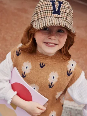 Casquette chaude à carreaux fille carreaux beige - Vertbaudet