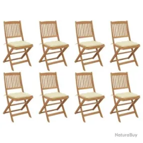 Chaises pliables d'extérieur avec coussins 8 pcs Bois d'acacia 3075130