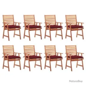 Chaises à dîner d'extérieur 8 pcs avec coussins Acacia massif 3078398