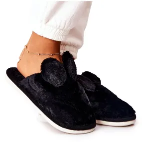 Chaussons En Fourrure Avec Oreilles Thorpe Noires le noir