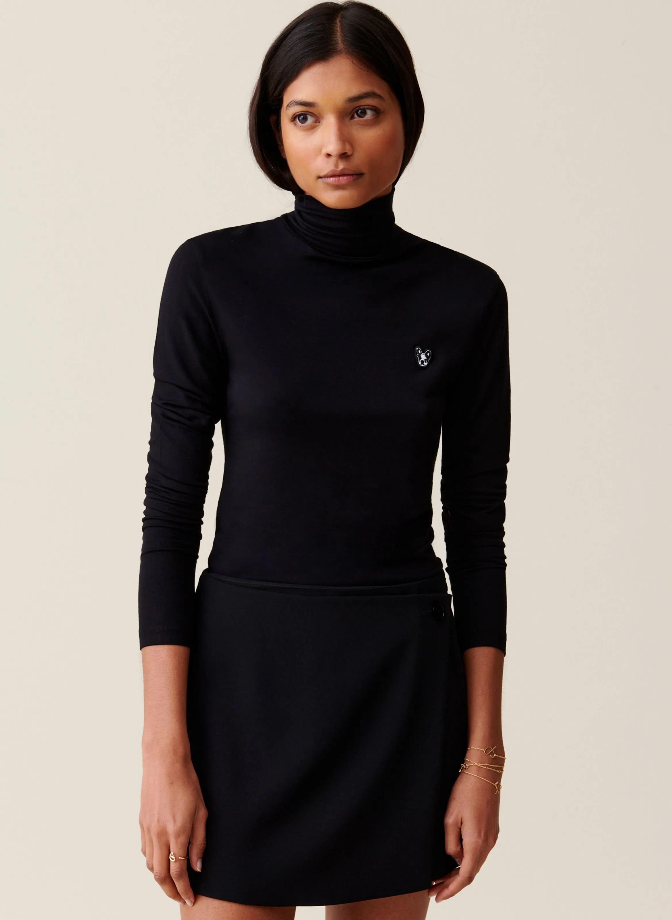 CLAUDIE PIERLOT  Top manches longues col cheminé - Noir