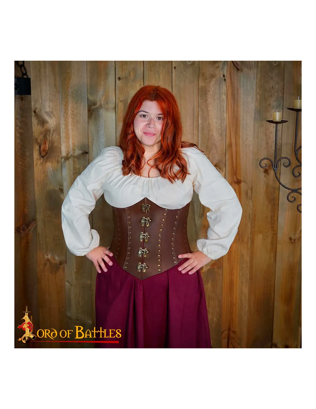 Corset Pirate Anne Bony en cuir marron ⚔️ Boutique Épées