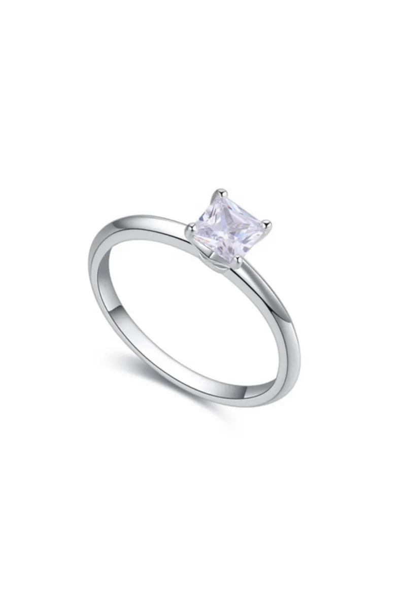 Coussin bague solitaire argent 925 simple