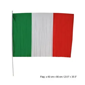 Drapeau Italie de 60 x 90 cm avec bâton plastique