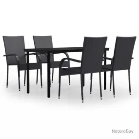 Ensemble de salle à manger d'extérieur 5 pcs Noir