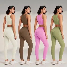 Ensemble de vêtements de yoga pour femmes, leggings taille haute et haut sans couture