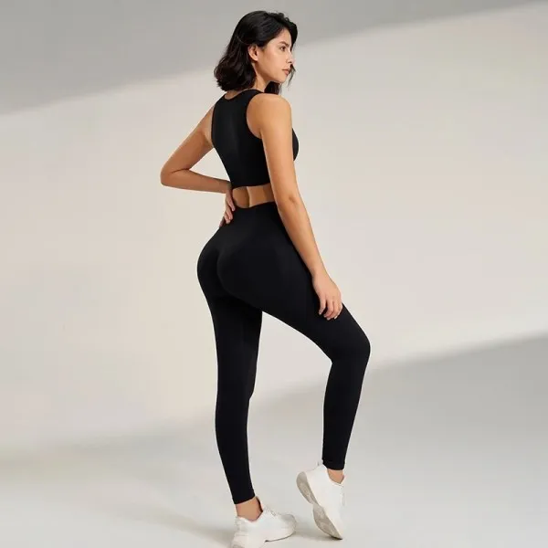 Ensemble de vêtements de yoga pour femmes, leggings taille haute et haut sans couture