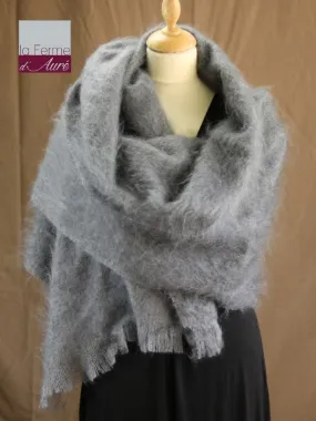 Etole Mohair Carreaux Ecume - Étole femme Mohair et Soie