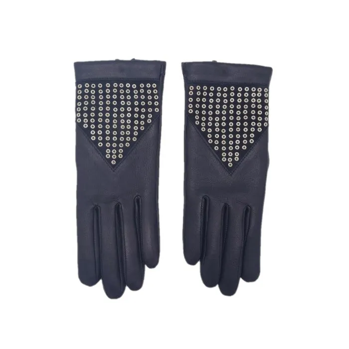 Gants Agnelle en cuir CLEA/C100 marine et noir