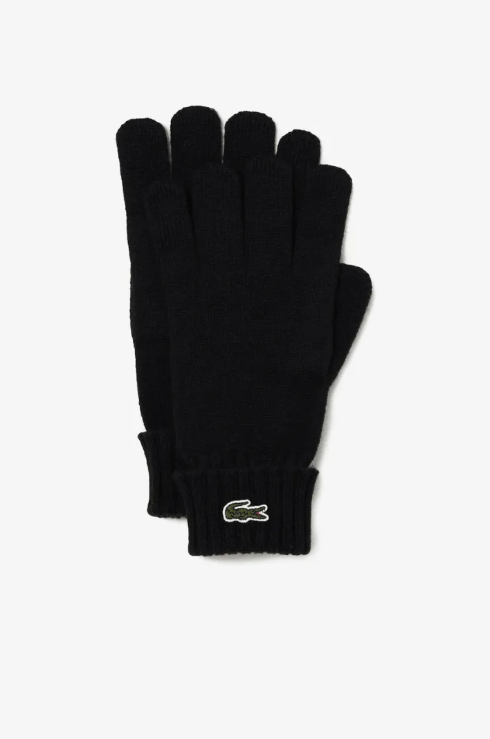 Gants unisexes Lacoste noirs en laine