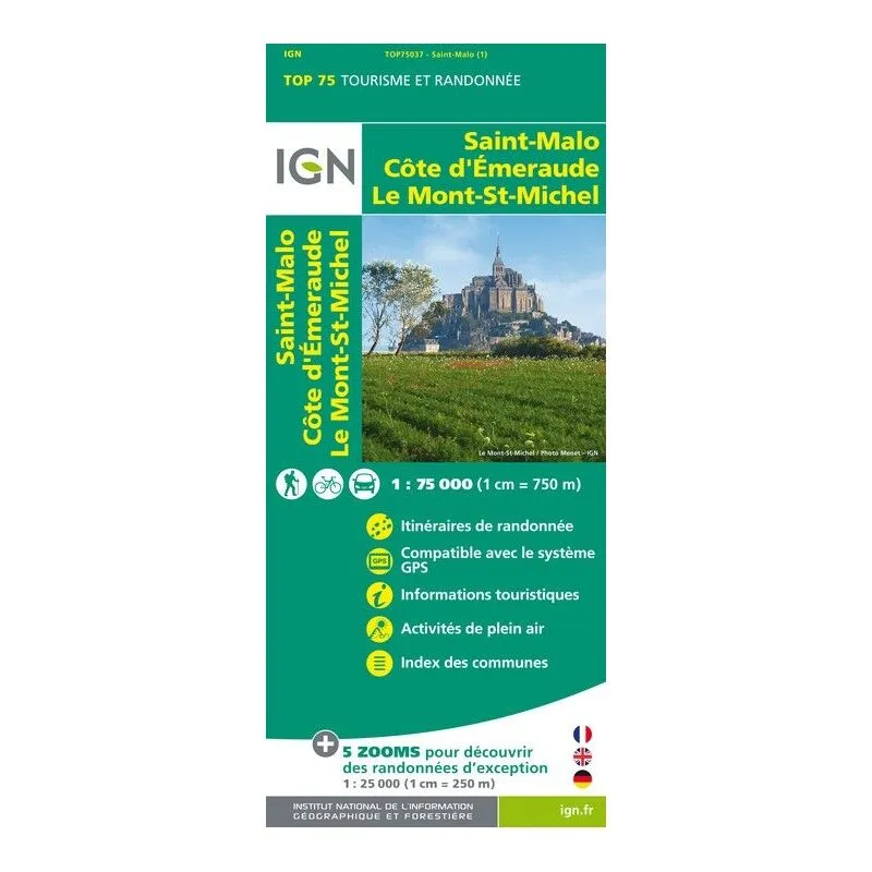 IGN St Malo / Côte D'Emeraude / Mont St Michel - Carte topographique | Hardloop