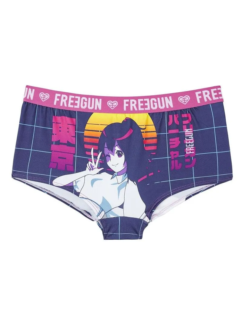 Lot de 3 Boxers femme Manga neon Freegun - Violet