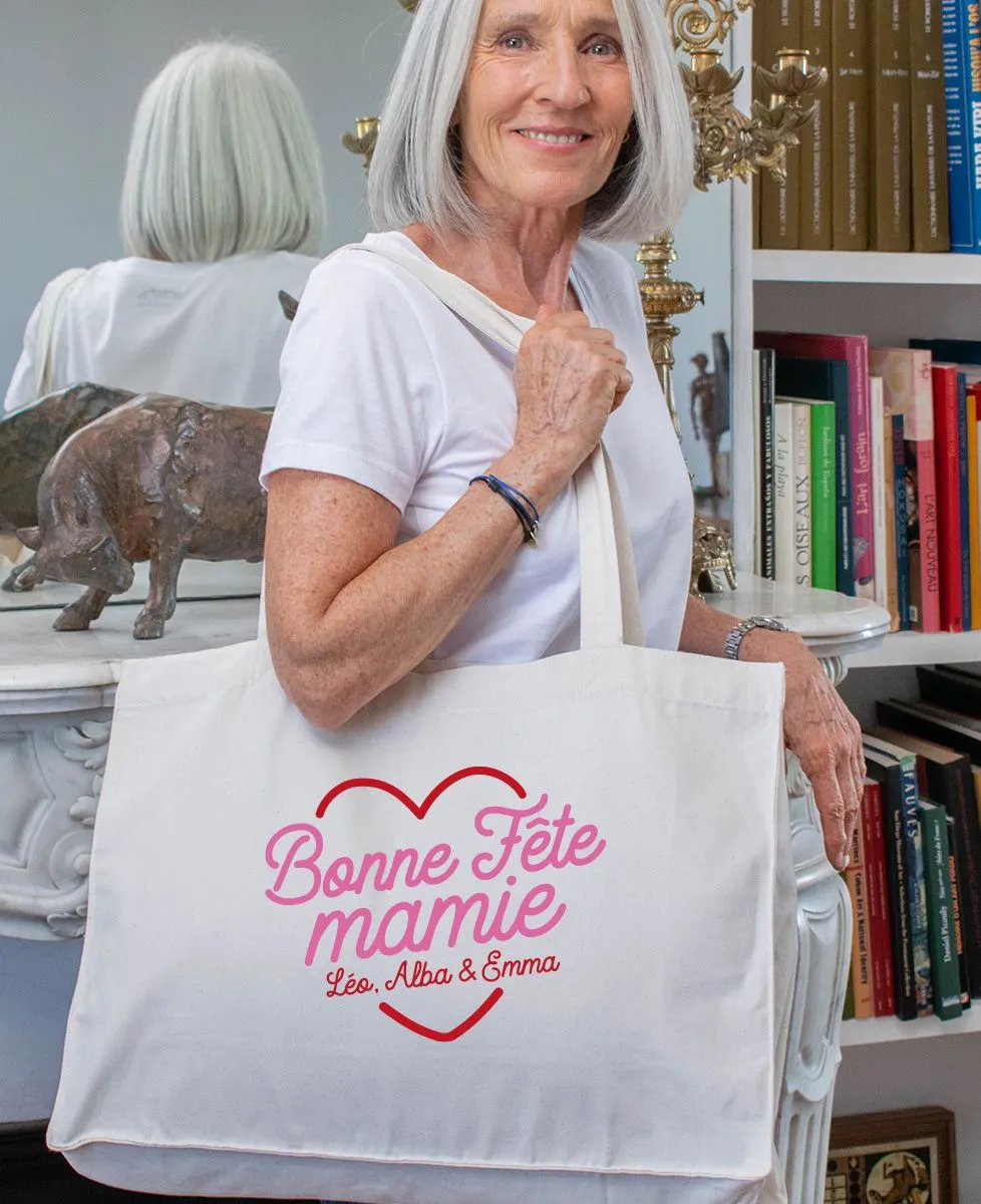 Maxi totebag Bonne fête Mamie personnalisé