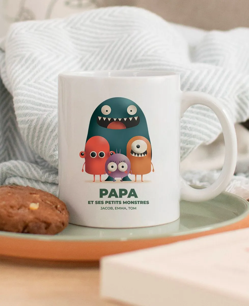 Mug Papa et ses petits monstres personnalisé