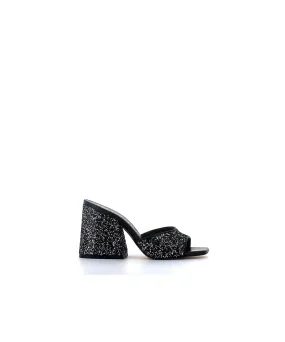 MULES TESLA CUIR GLITTER NOIR