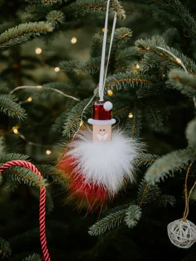 Ornement Père Noël en verre fusion et pompon