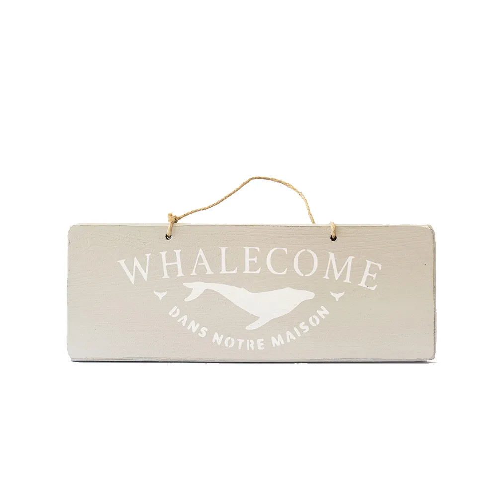 Pancarte WHALECOME sable