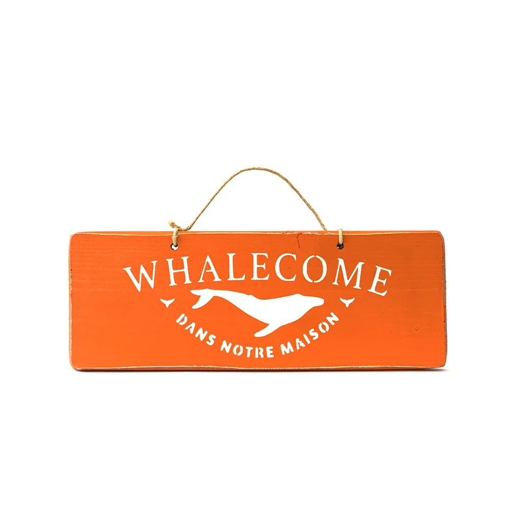 Pancarte WHALECOME sable