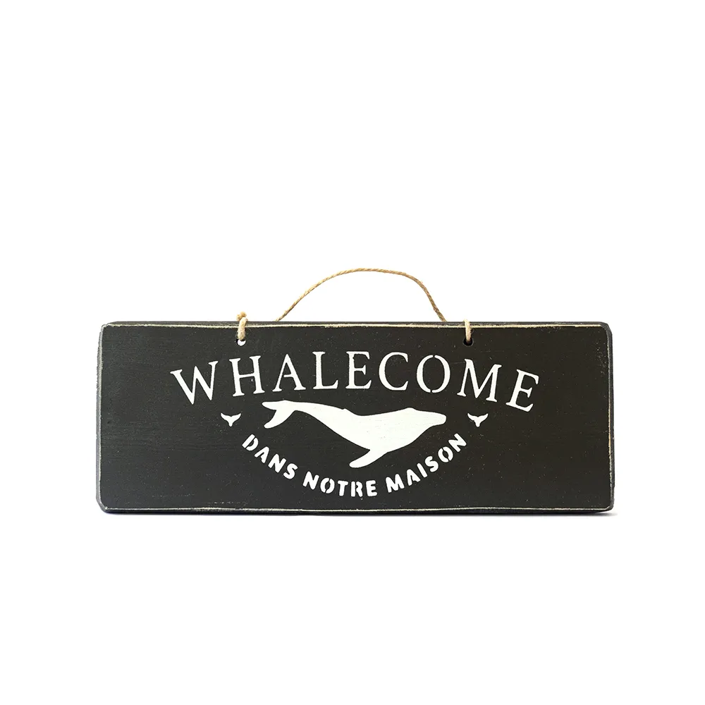 Pancarte WHALECOME sable