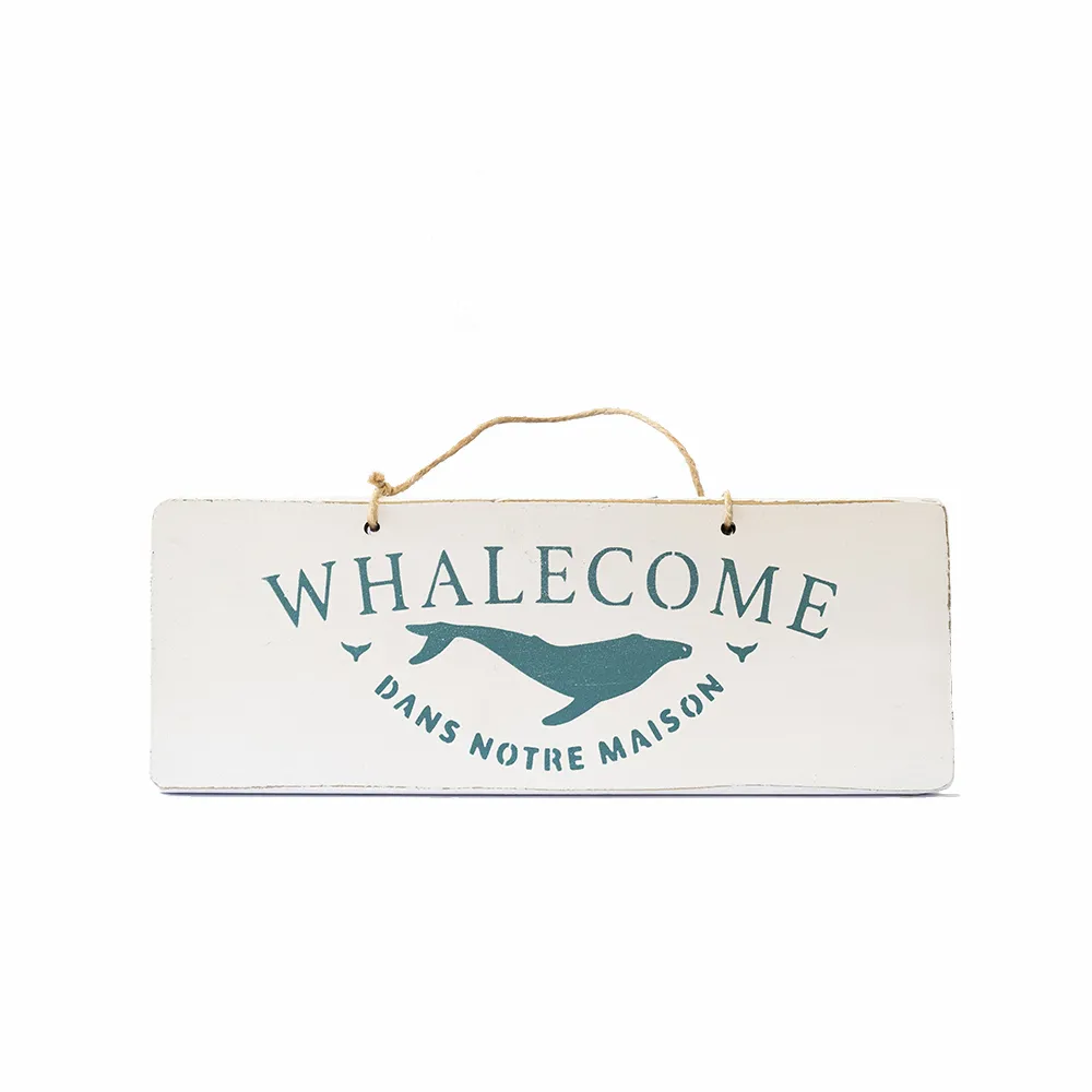 Pancarte WHALECOME sable