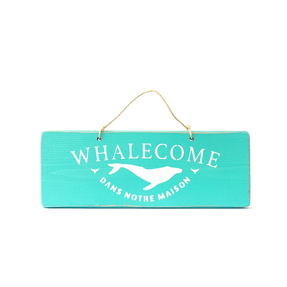 Pancarte WHALECOME sable