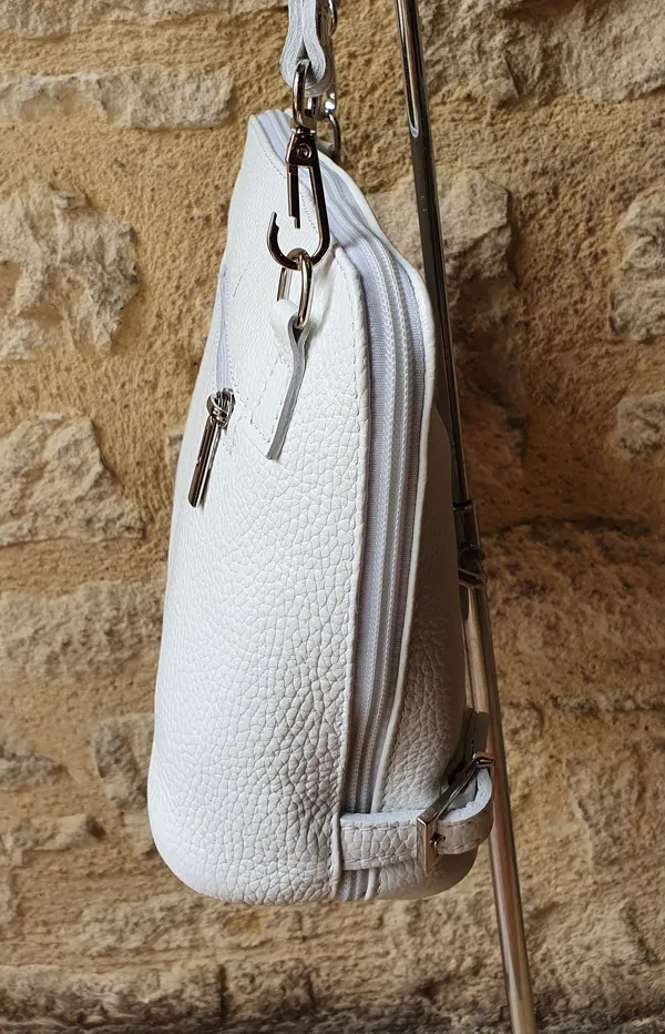 Pochette en cuir grainé blanche