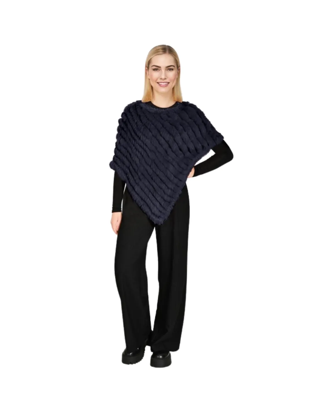 Poncho en fourrure Oakwood Ref 29059 Bleu Fonce