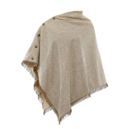 Poncho en tweed 100% laine imperméabilisée 