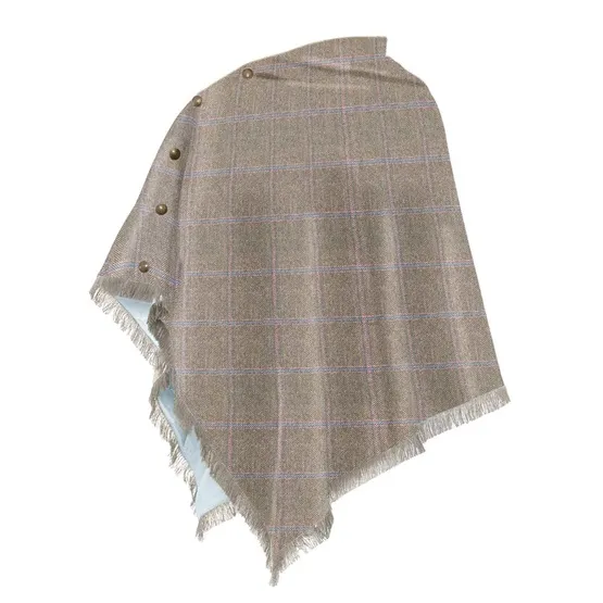 Poncho en tweed 100% laine imperméabilisée 