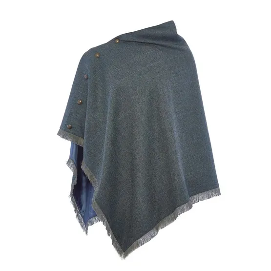 Poncho en tweed 100% laine imperméabilisée 