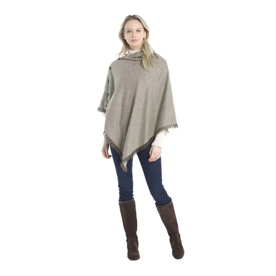 Poncho en tweed 100% laine imperméabilisée 