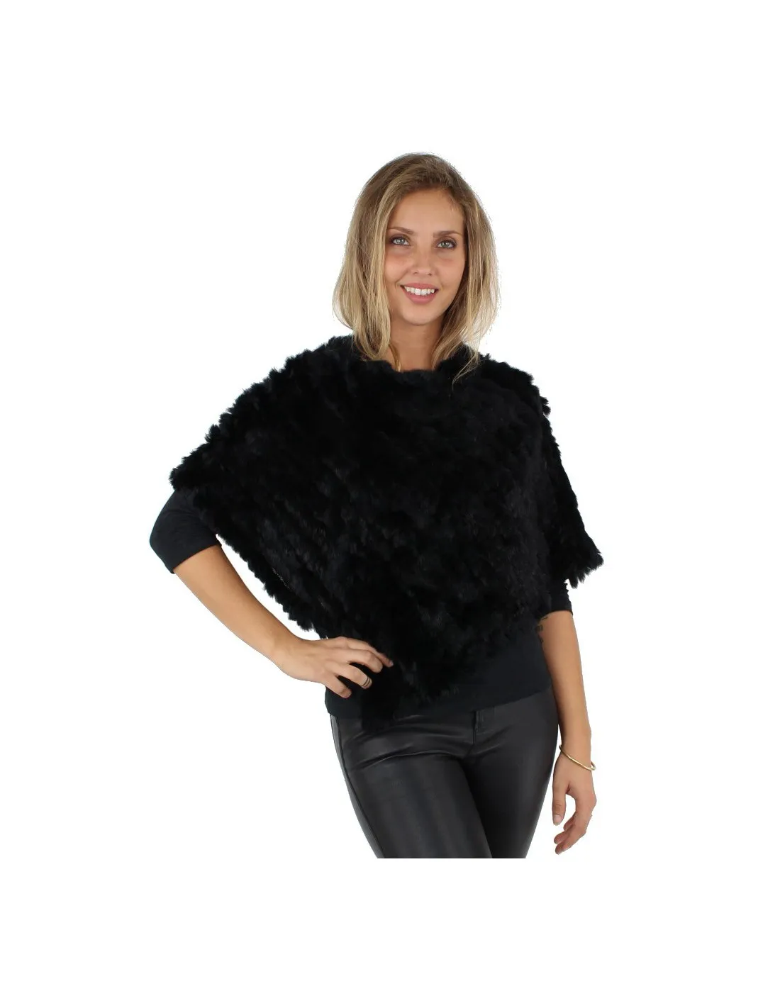 Poncho Oakwood Davos en fourrure ref_cco29059-Noir