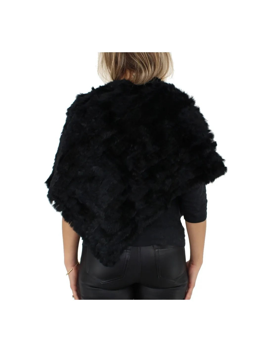 Poncho Oakwood Davos en fourrure ref_cco29059-Noir