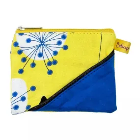 Porte monnaie zippé bi-matière bleu et jaune citron Bibop et Lula