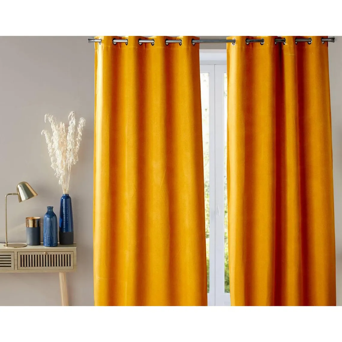 Rideau  INTIME ocre en polyester | 3 Suisses