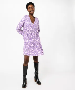 robe imprimee a manches longues avec volants femme violet robes