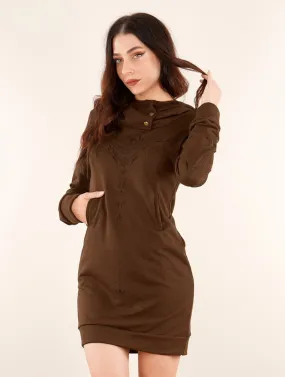 Robe sweat imprimée à col capuche Numendil Zohraa, Caramel