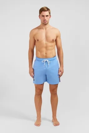 Short de bain uni détail bandes tricolores