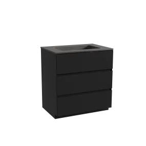Storke Edge meuble salle de bains à poser 75 x 52 cm noir mat avec Scuro plan simple en quartz noir mat