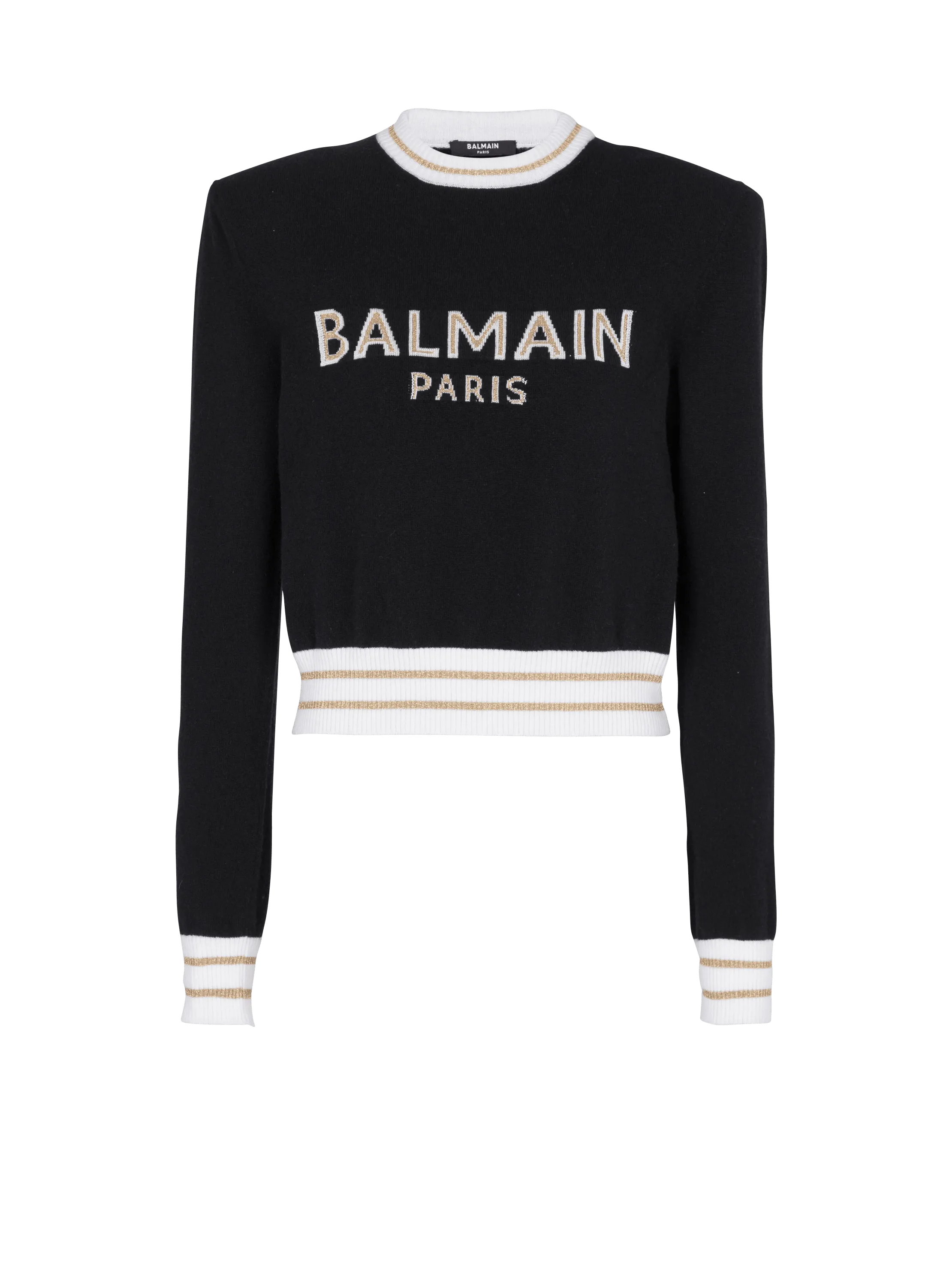 Sweat court en laine à logo Balmain