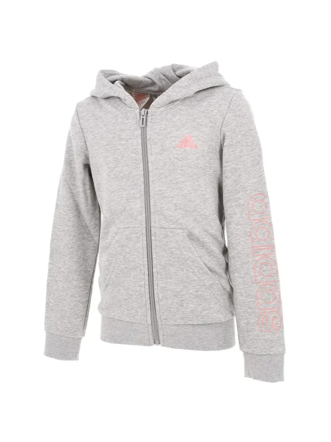 Sweat zippé à capuche gris fille - Adidas |wimod