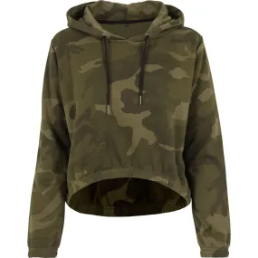 Sweat à capuche camo - court - femme - BY065 - vert camo 