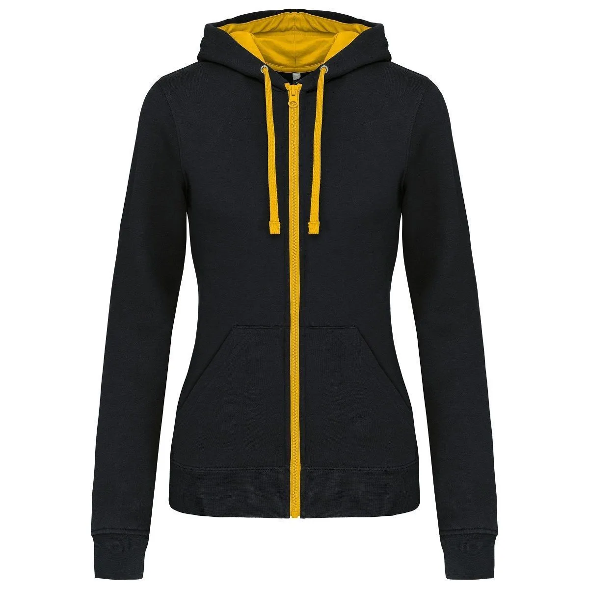 Sweat à capuche contrastée - Femme - K467 - noir et jaune 