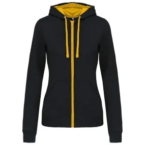 Sweat à capuche contrastée - Femme - K467 - noir et jaune 