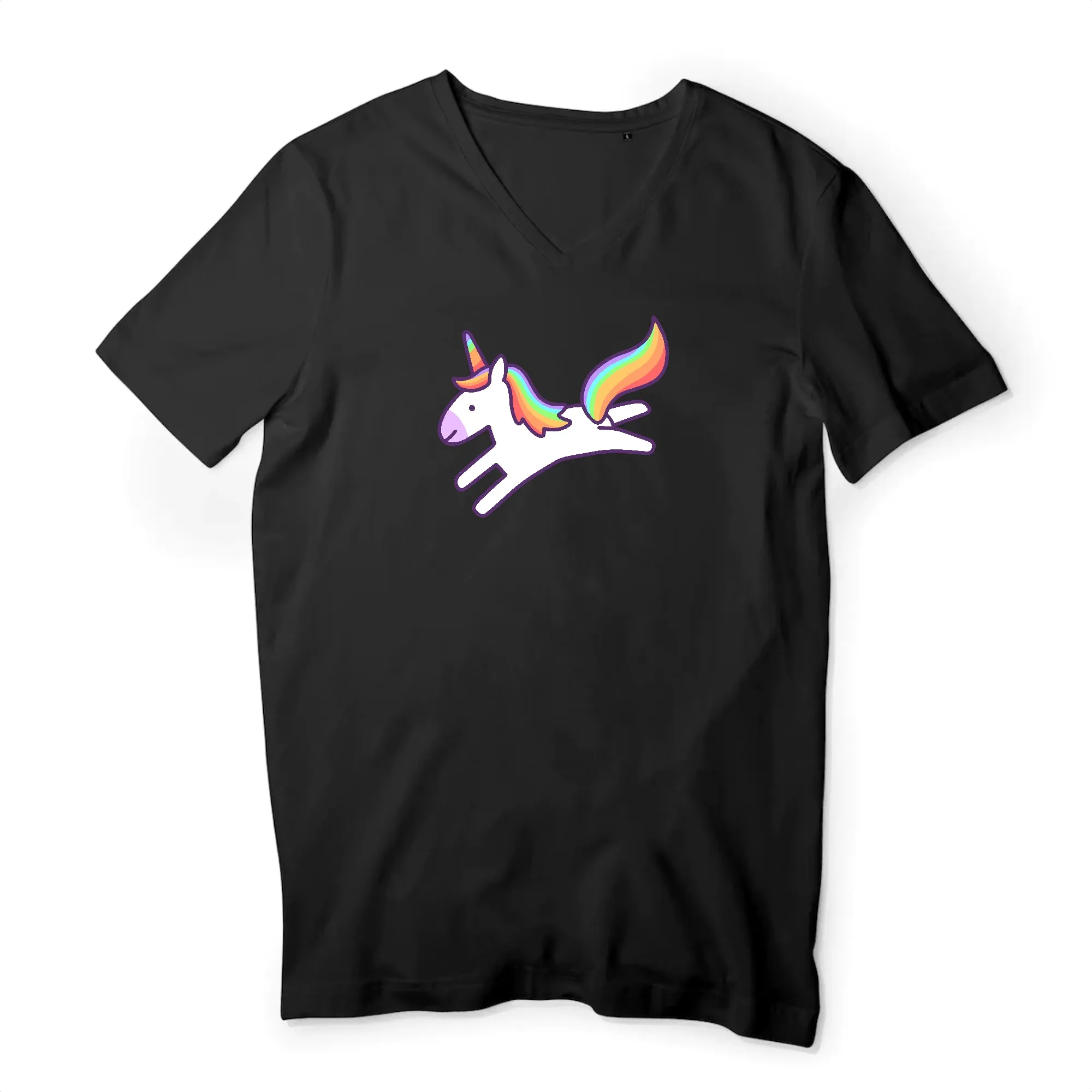 T shirt homme col V Licorne saute